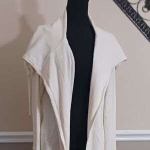 Great Condition Thermal Waffle-Knit Ralph Lauren Soft Ivory Open Front Cardigan